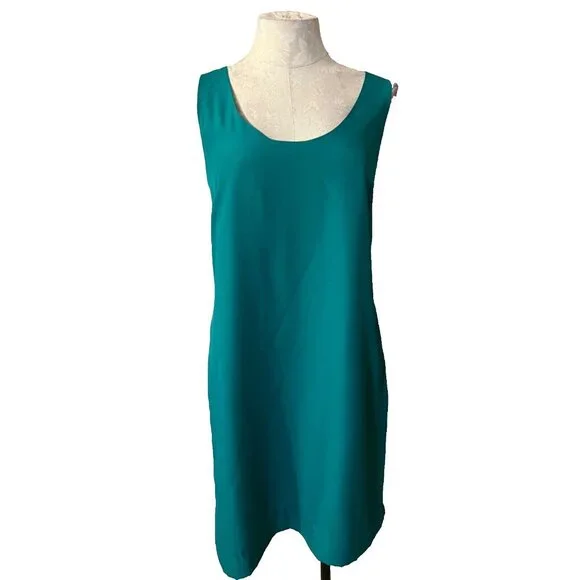 J Crew Dress Kelly Green 12 Faux Silk Racerback Side Zip Shift Sleeveless NWT - Picture 4 of 8